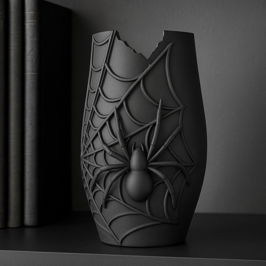 Spider Web Vase — Matte Black