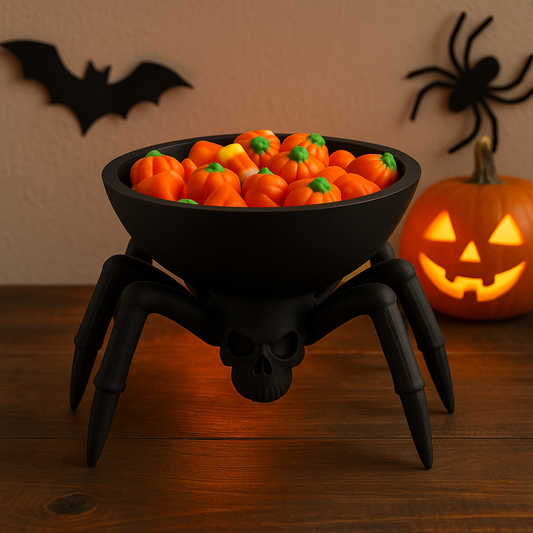 Spider Candy Bowl on Skull Base