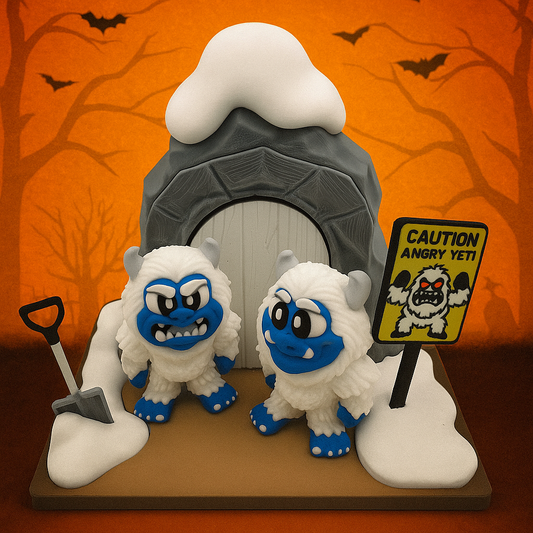 Snowy Yeti Cave Diorama with Two Yetis – 3D_Flexi_Forge