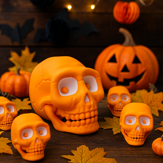 Orange Skull Figurine – Designer Credit: McGybeer (Small & Large)