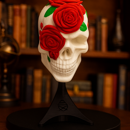Rose-Crowned Skull – Wall or Tabletop Display – Designer Credit: Pipe Cox