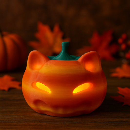 Cat-O’-Lantern Mini Luminary (Glowing Kitty Pumpkin)