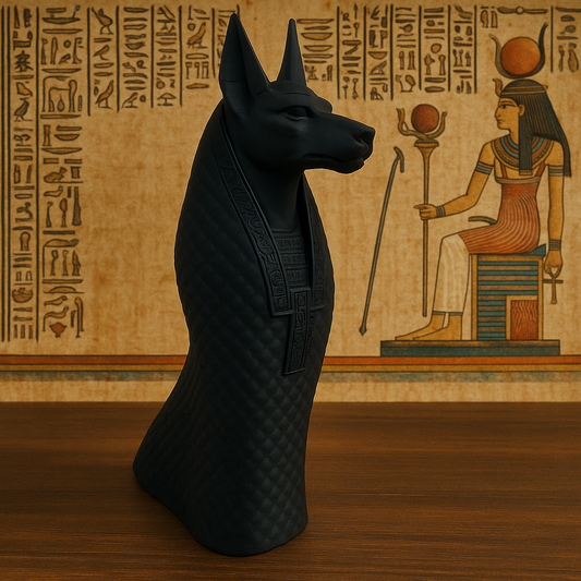 Anubis Sculpture • 3D-Printed Ancient Egypt Decor • Matte Black Symbolic Statue for Mystic Home Styling