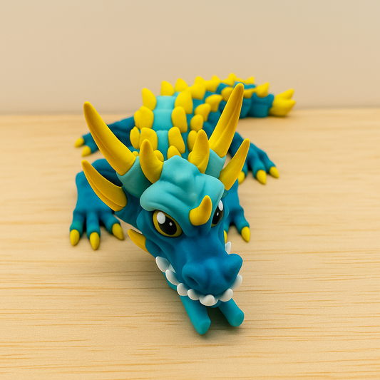 Venom-Drake Dragon (Teal Dual Color Ice Blue  & Sun-Yellow) – Articulated Shelf Dragon