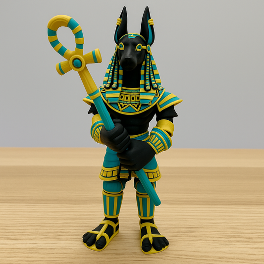 Anubis – Guardian Warrior Figurine (Black, Yellow & Teal)