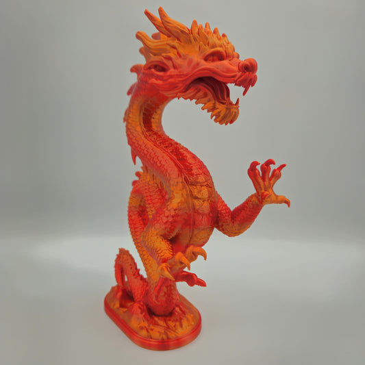 Evil Dragon Statue — Silk Gold & Red