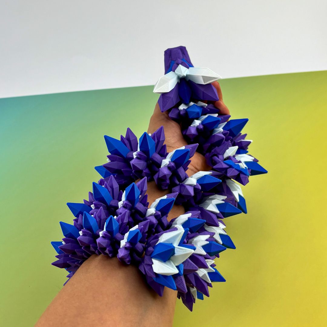 Crystal Dragon 34” Articulating Joints - Flexible Wings Fidget Toy - Collectible Figurine - ADHD, Autism, Stress and Anxiety Relief