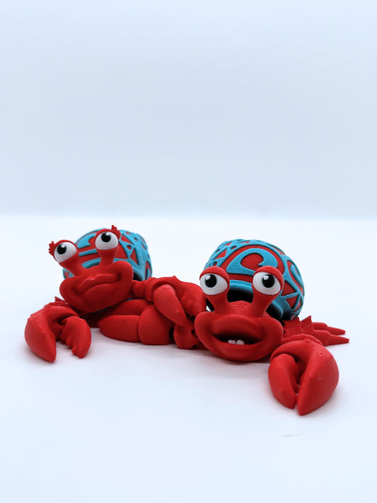 Hermit Crab Duo Figurine Set | Articulated Collectible with Tattoo Shells