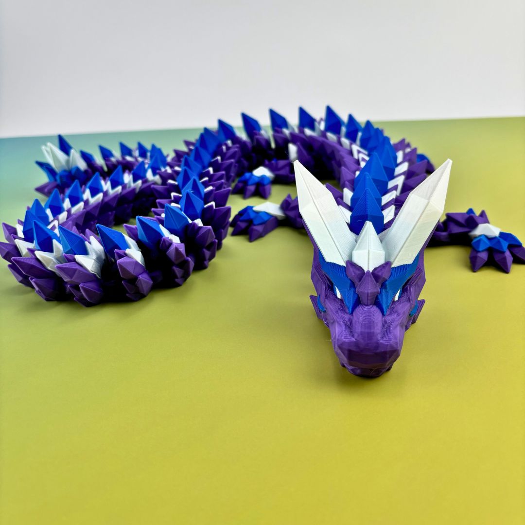 Crystal Dragon 34” Articulating Joints - Flexible Wings Fidget Toy - Collectible Figurine - ADHD, Autism, Stress and Anxiety Relief