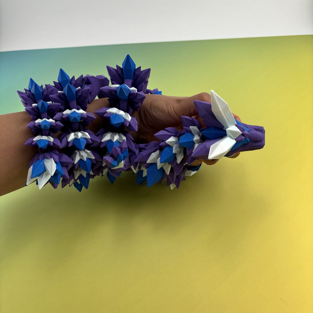 Crystal Dragon 34” Articulating Joints - Flexible Wings Fidget Toy - Collectible Figurine - ADHD, Autism, Stress and Anxiety Relief