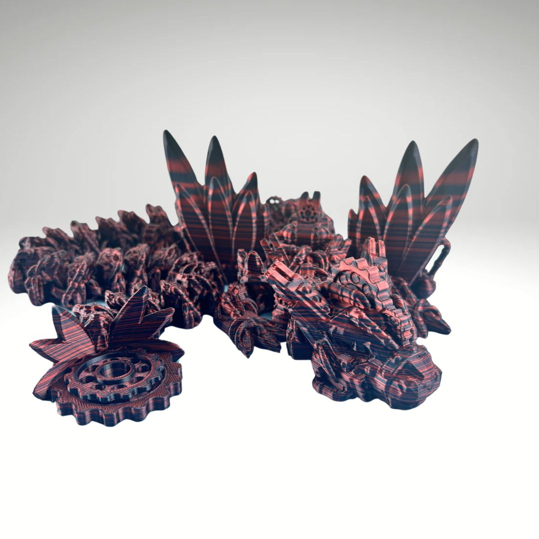 24.5” Steampunk Dragon, Articulating Flexi Wiggle ADHD, Autism, Stress and Anxiety Relief