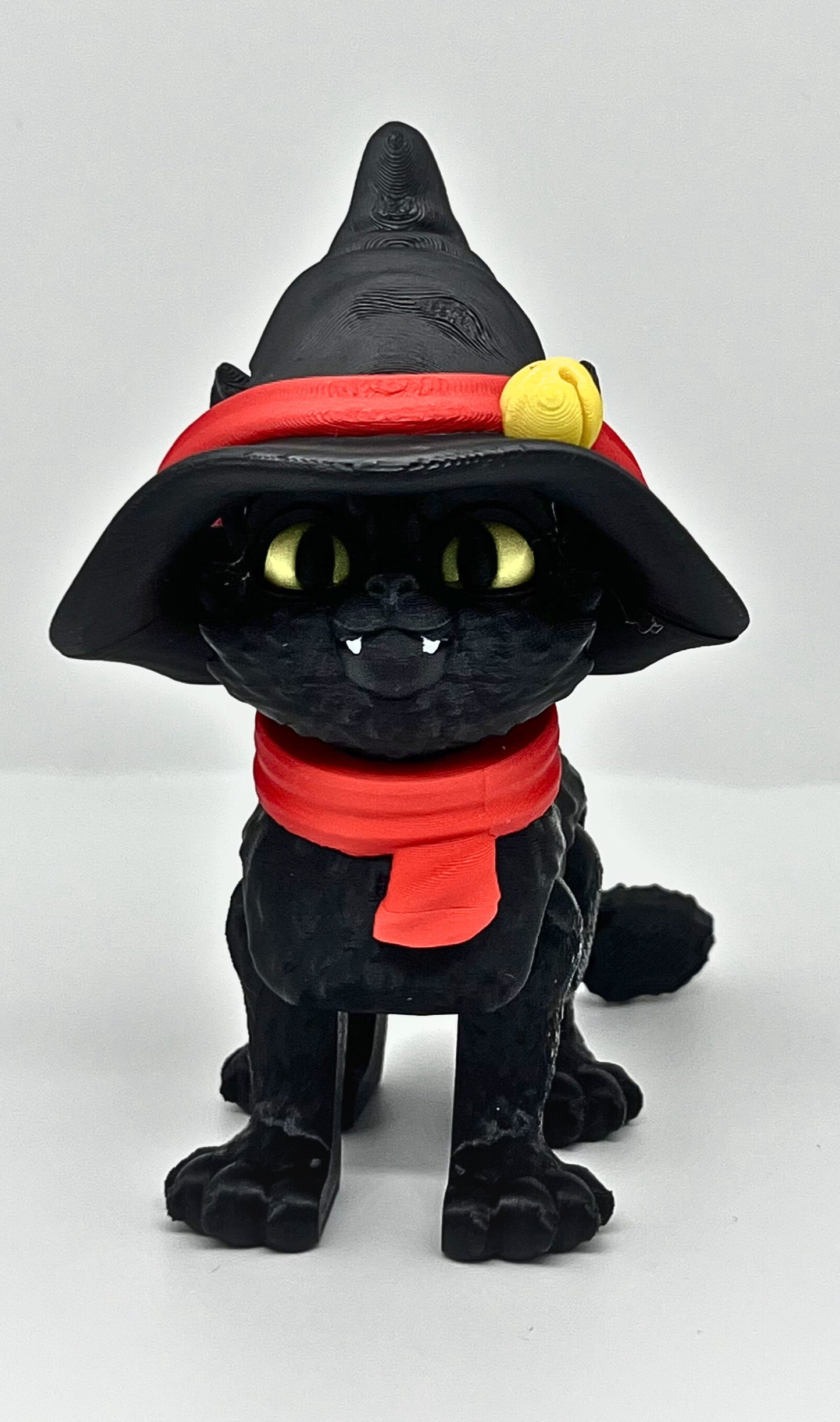 Black Cat Figurine with Witch Hat | Flexible Halloween Décor Collectible
