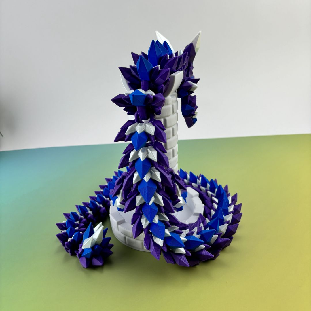 Crystal Dragon 34” Articulating Joints - Flexible Wings Fidget Toy - Collectible Figurine - ADHD, Autism, Stress and Anxiety Relief