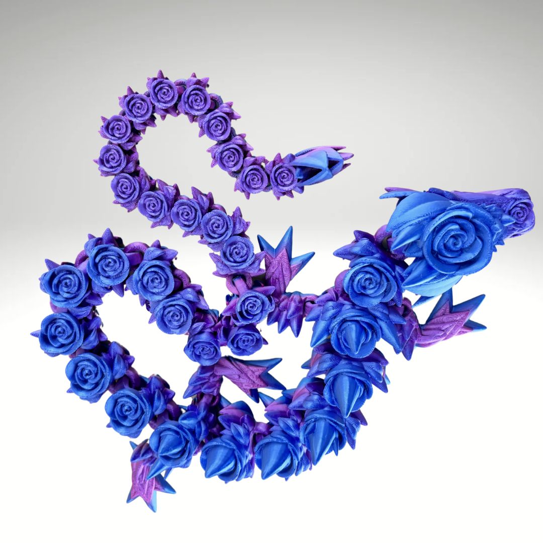 29” Rose Dragon Articulating Joints - Flexible Wings Fidget Toy - Collectible Figurine - ADHD, Autism, Stress and Anxiety Relief