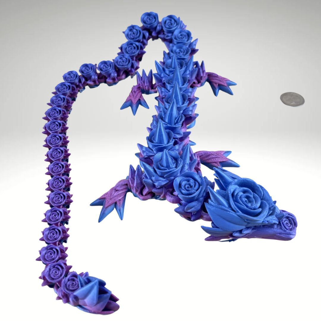29” Rose Dragon Articulating Joints - Flexible Wings Fidget Toy - Collectible Figurine - ADHD, Autism, Stress and Anxiety Relief