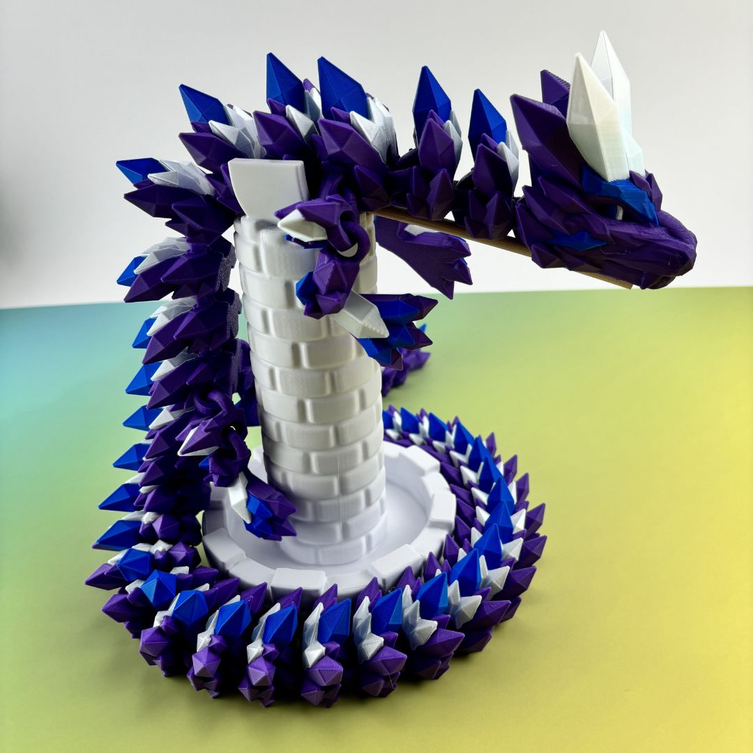 Crystal Dragon 34” Articulating Joints - Flexible Wings Fidget Toy - Collectible Figurine - ADHD, Autism, Stress and Anxiety Relief