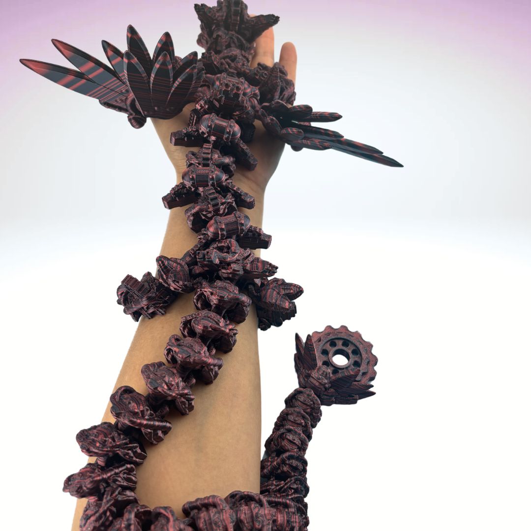 24.5” Steampunk Dragon, Articulating Flexi Wiggle ADHD, Autism, Stress and Anxiety Relief