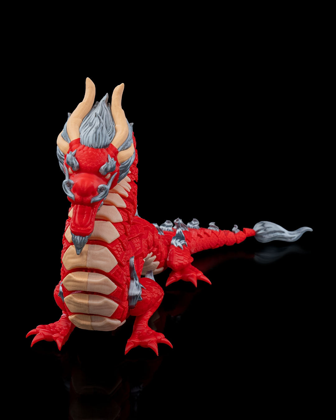 Dragon, Red, Gray and Yellow, Articulated Design, Traditional Festive Decoration