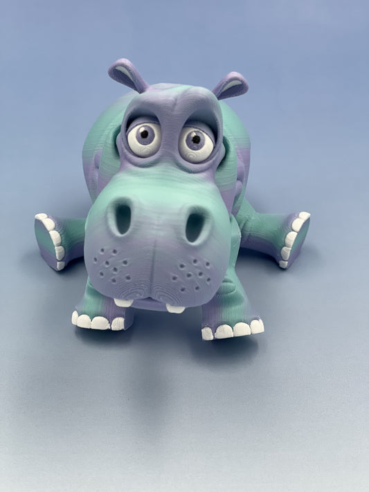 Hippo Figurine – Flexible Joints & Wide-Open Mouth Fan Art by Flexi Factory