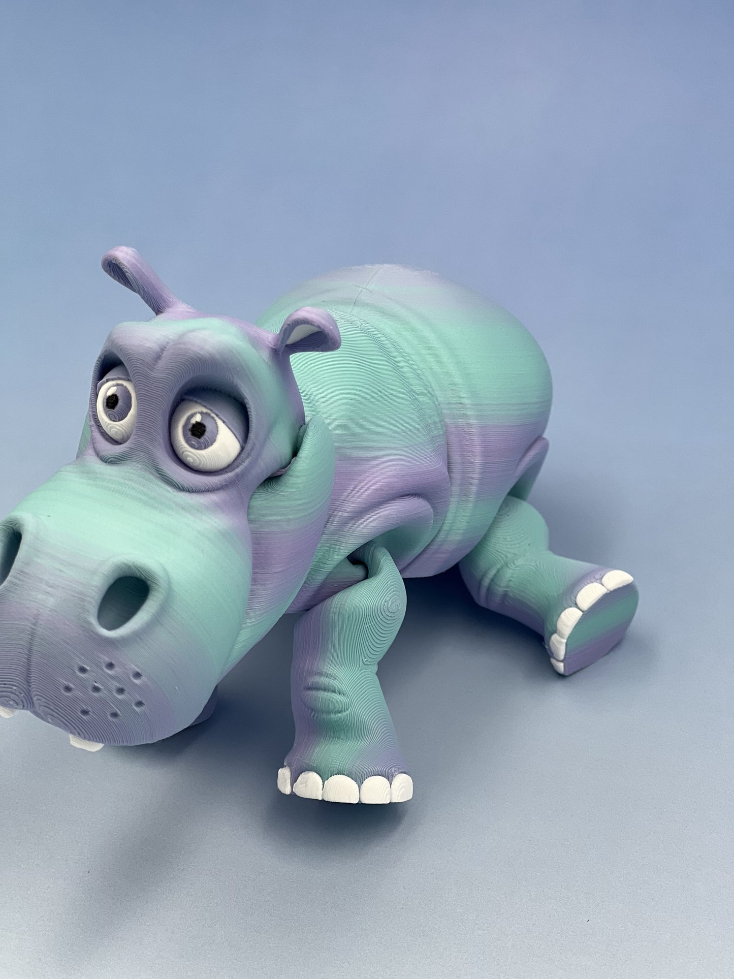Hippo Figurine – Flexible Joints & Wide-Open Mouth Fan Art by Flexi Factory