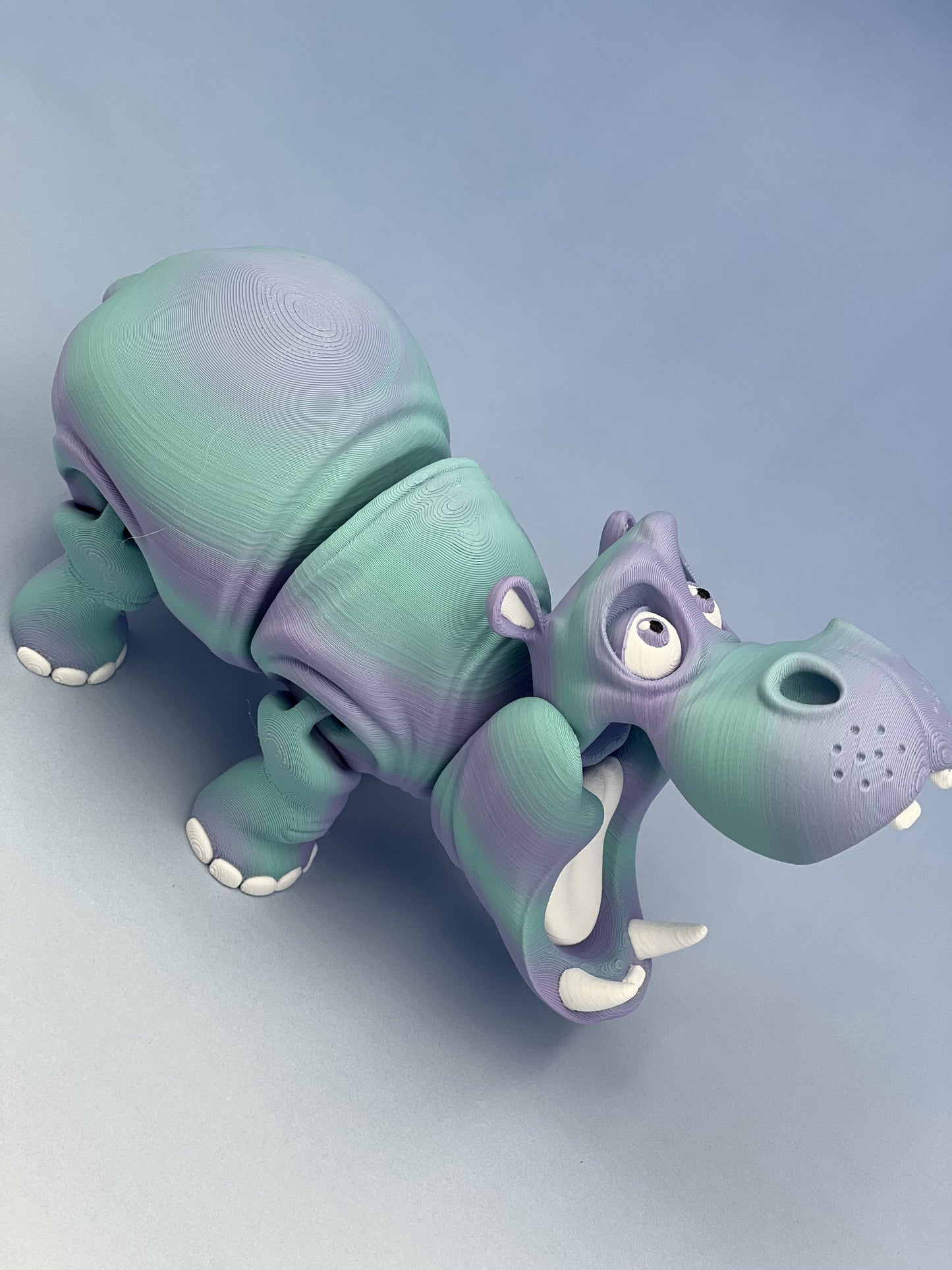 Hippo Figurine – Flexible Joints & Wide-Open Mouth Fan Art by Flexi Factory
