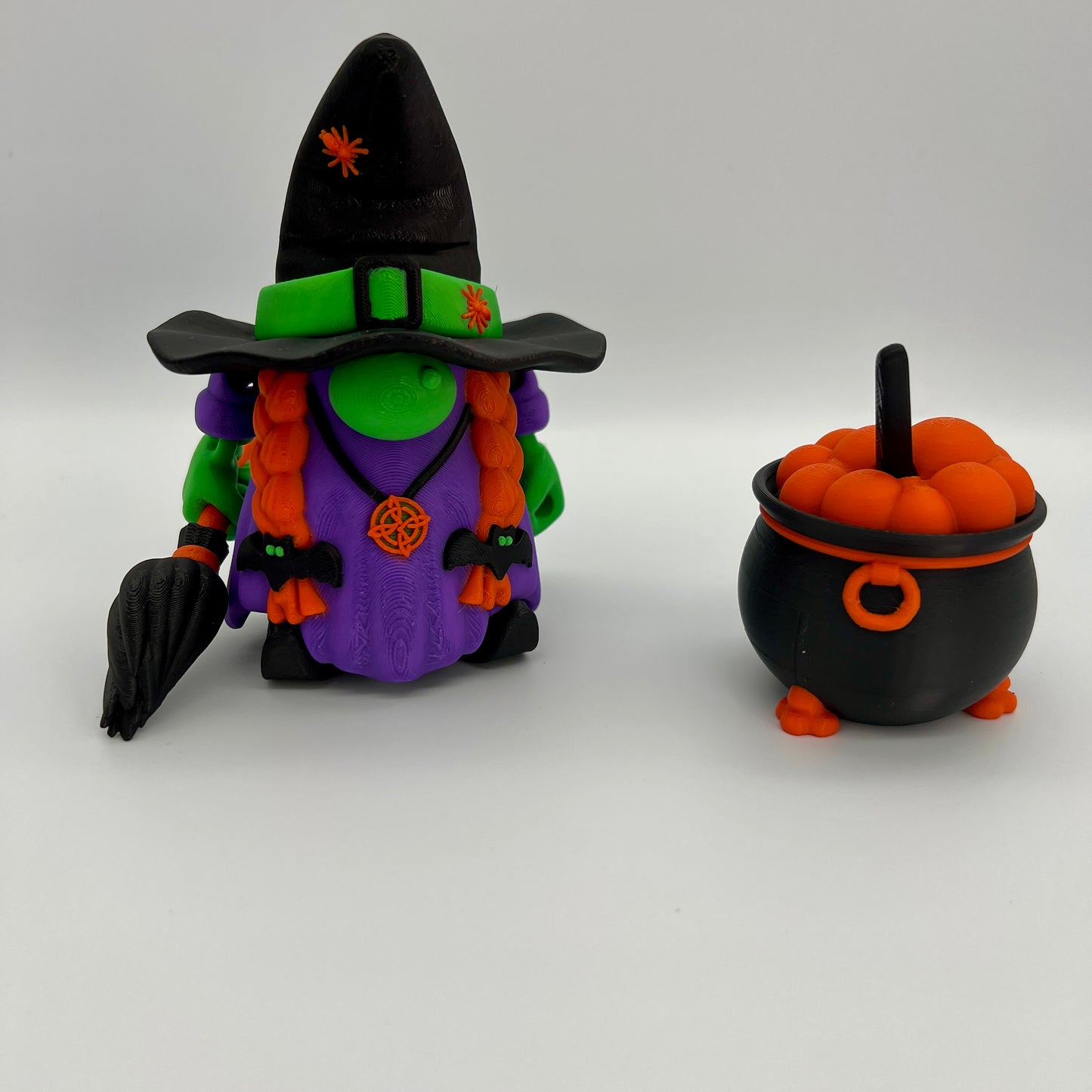 Witch Figurine with Cauldron, Spoon & Broom –  Fan Art Collectible