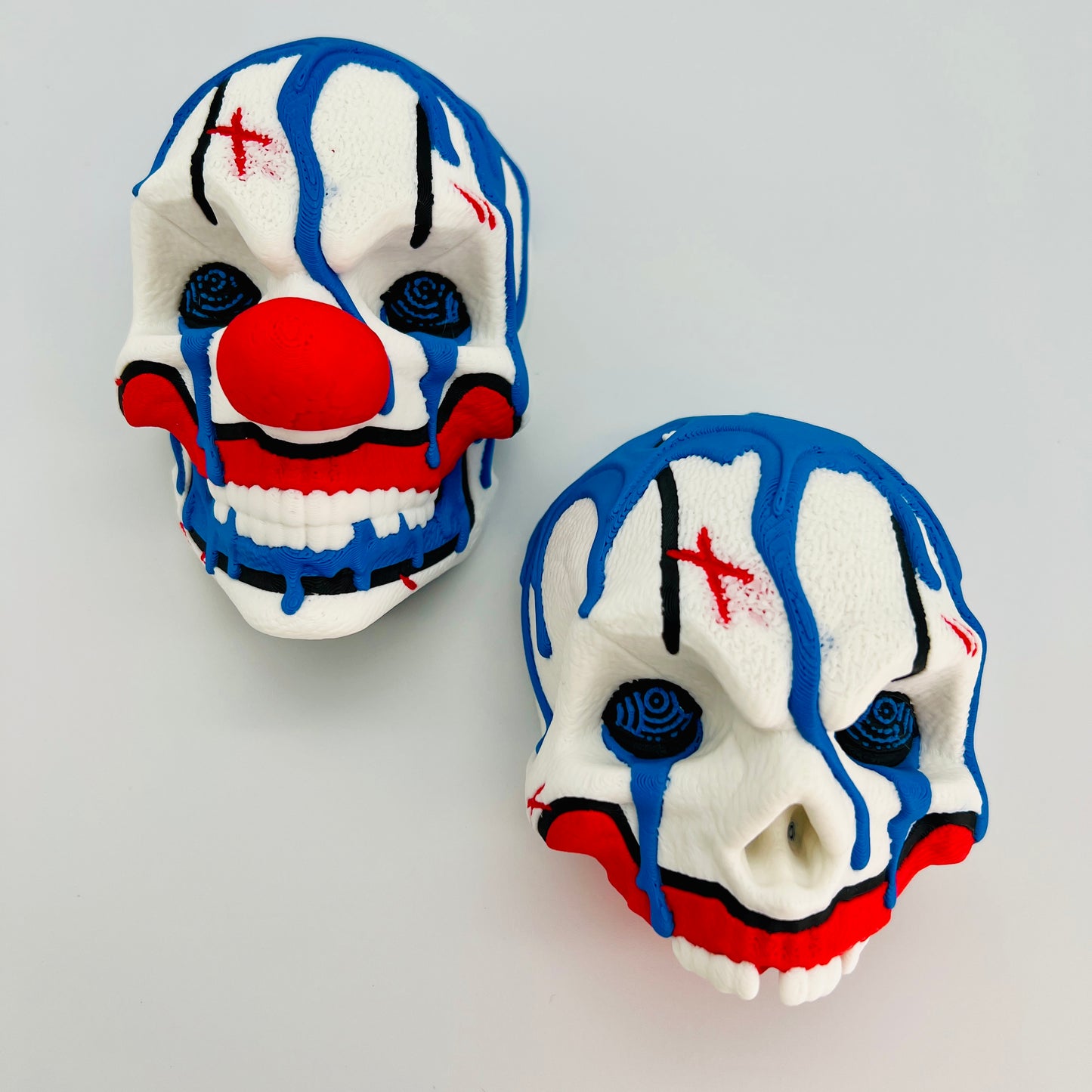 Mr. Juggle Wall/Table Decor — Two-Face Clown Skulls (with Stand)