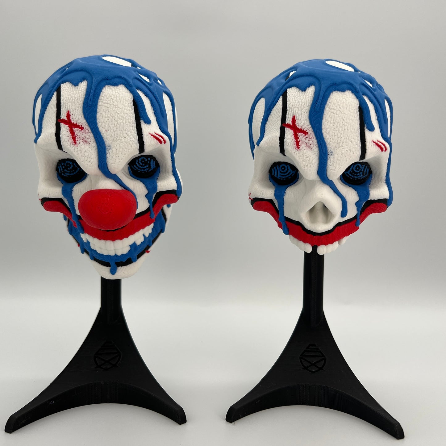 Mr. Juggle Wall/Table Decor — Two-Face Clown Skulls (with Stand)