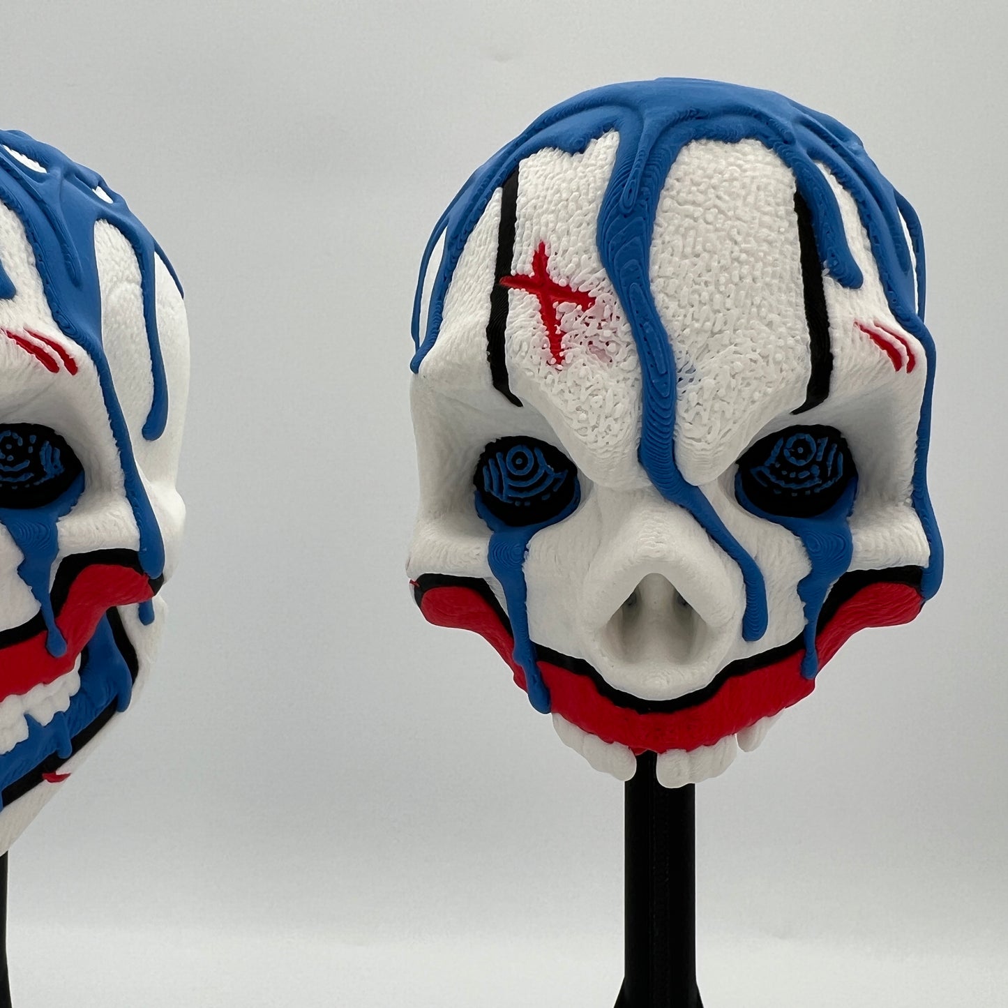 Mr. Juggle Wall/Table Decor — Two-Face Clown Skulls (with Stand)