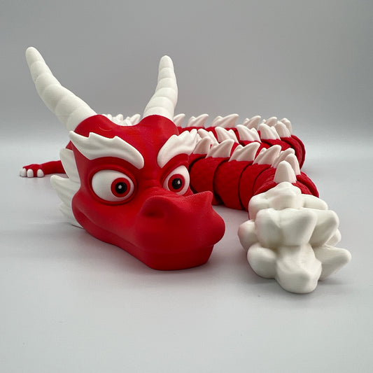 Cute Flexible Dragon – Red & White 34.5" Long