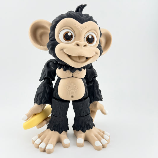 Archie the Articulated Chimpanzee with Removable Banana – Animal Desk Décor