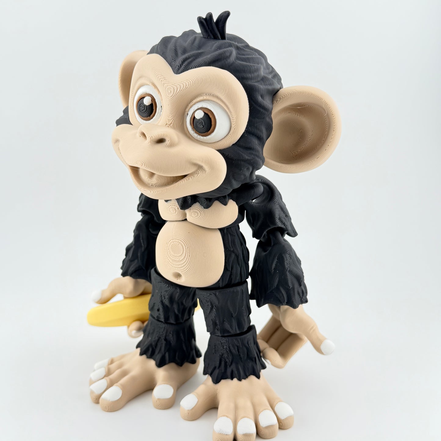 Archie the Articulated Chimpanzee with Removable Banana – Animal Desk Décor
