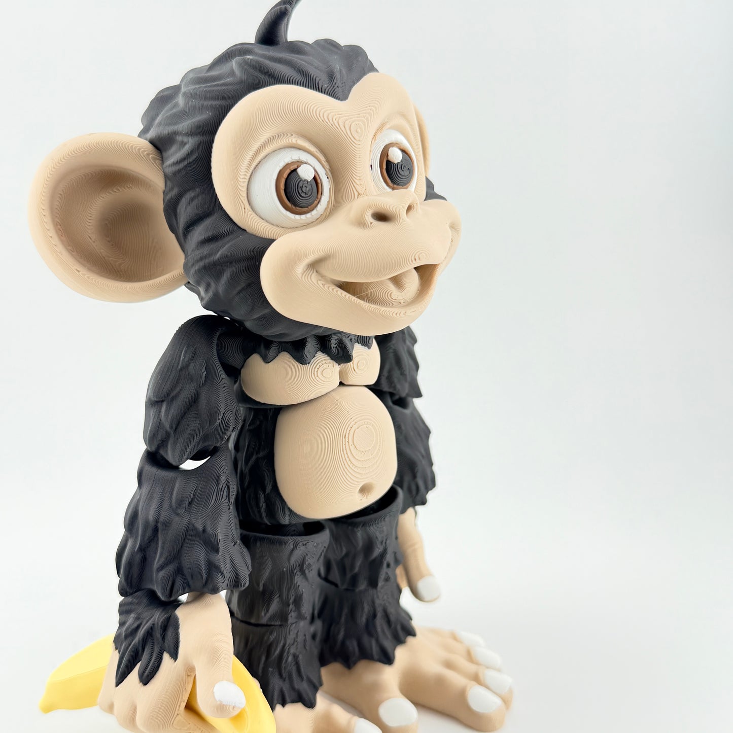 Archie the Articulated Chimpanzee with Removable Banana – Animal Desk Décor