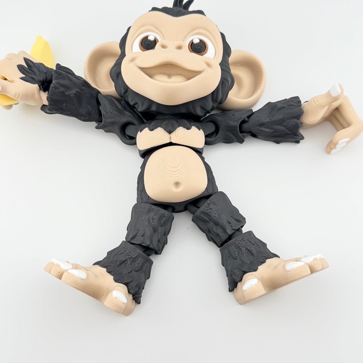 Archie the Articulated Chimpanzee with Removable Banana – Animal Desk Décor