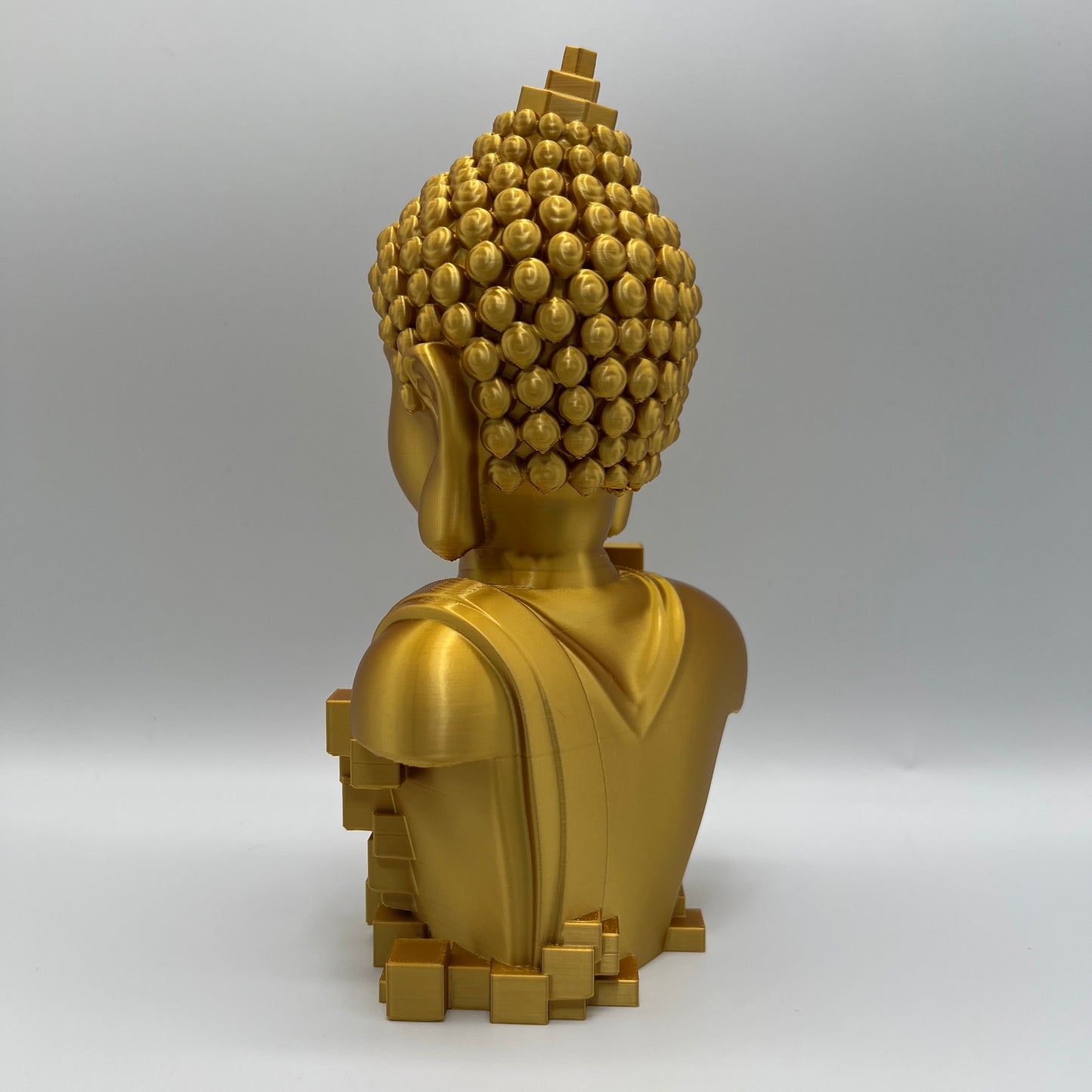 Pixel Cube Buddha Bust Statue – Modern Sacred Decor