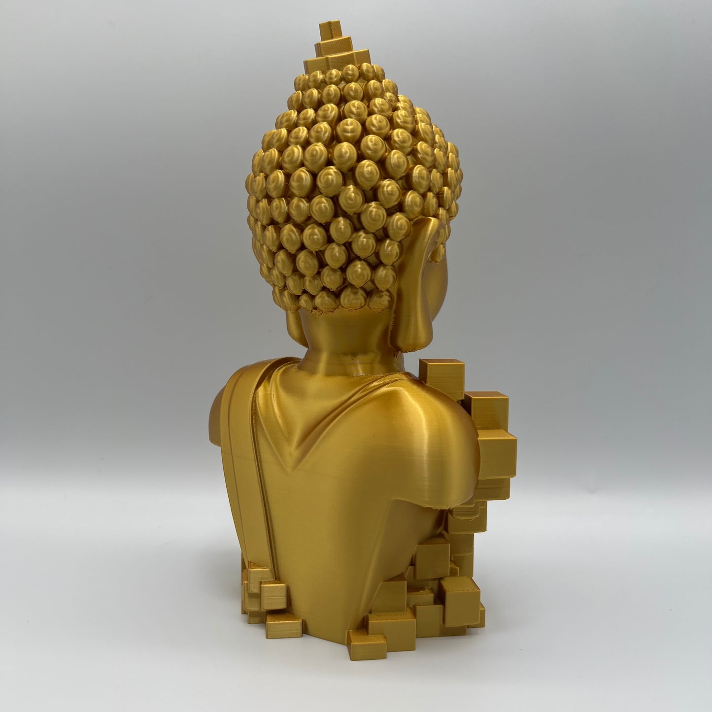Pixel Cube Buddha Bust Statue – Modern Sacred Decor