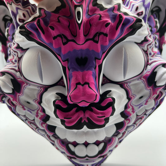 Máscara de pared de gato Cheshire psicodélico – Diseño de cementerio de unicornios