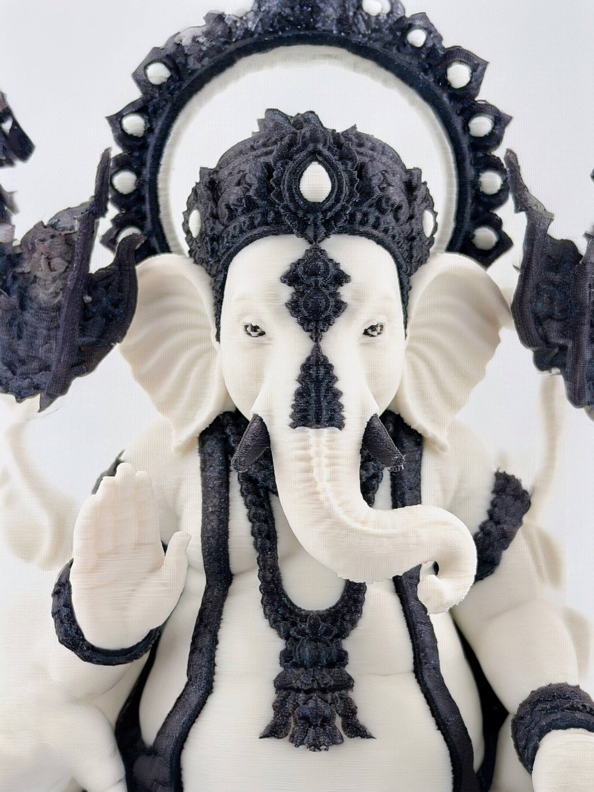 Ganesha – Lord of Wisdom Statue, Titanium and White Spiritual Décor