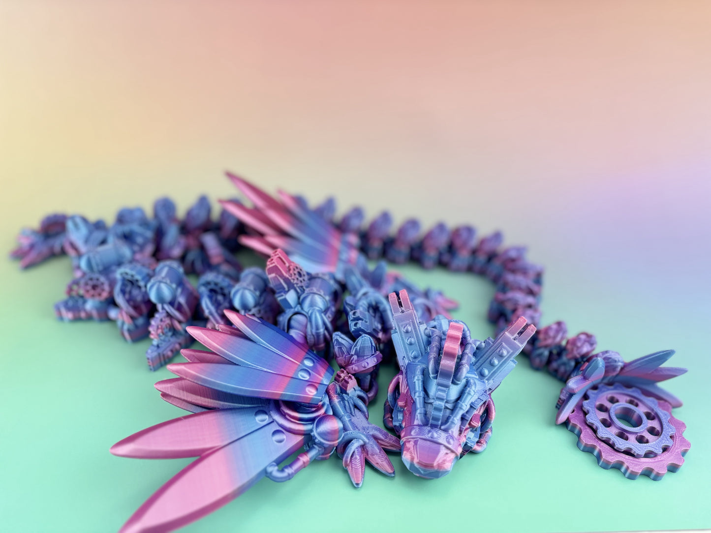 32” Steampunk Dragon, Articulating Flexi Wiggl ADHD, Autism, Stress and Anxiety Relief