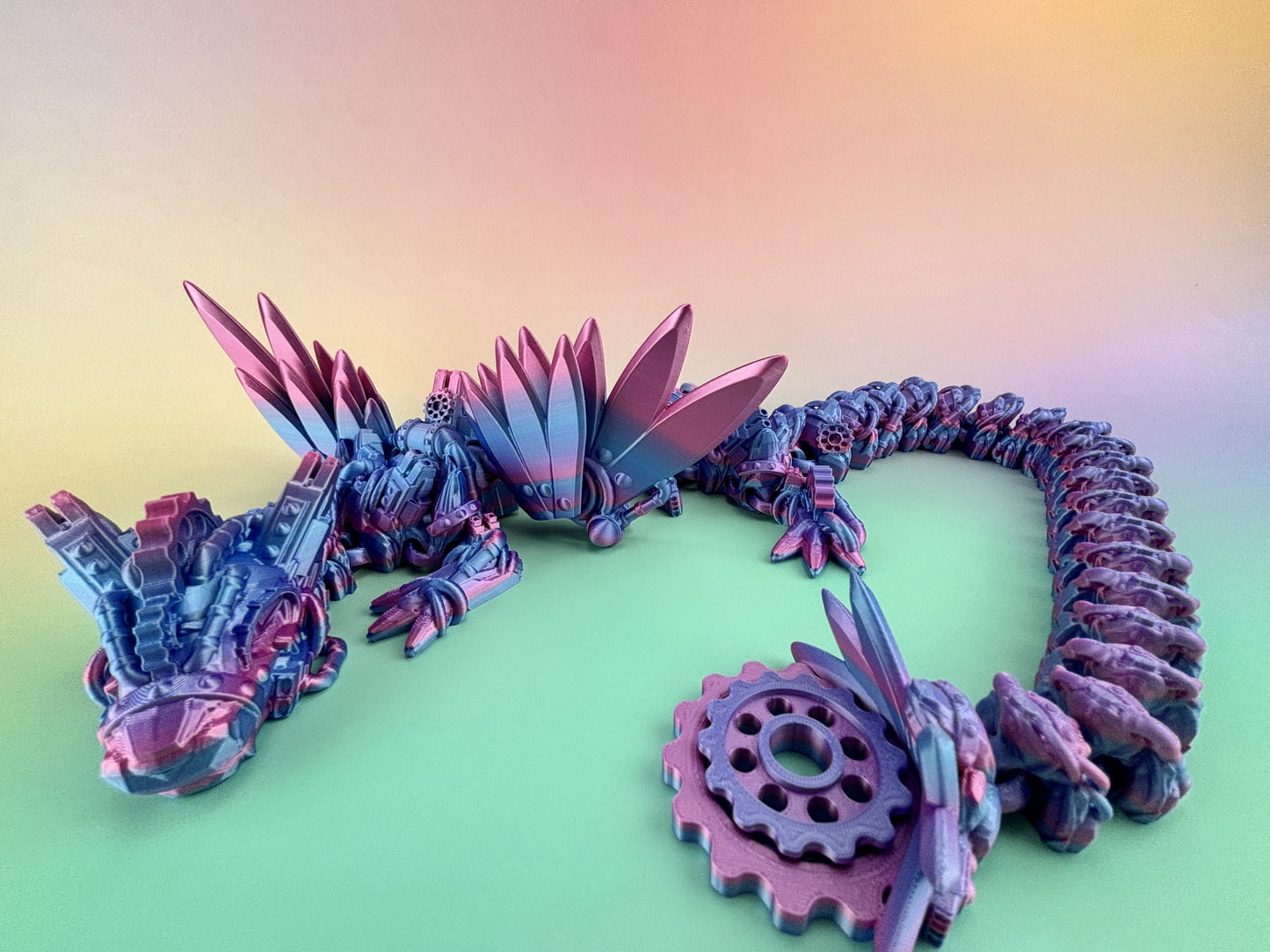 32” Steampunk Dragon, Articulating Flexi Wiggl ADHD, Autism, Stress and Anxiety Relief
