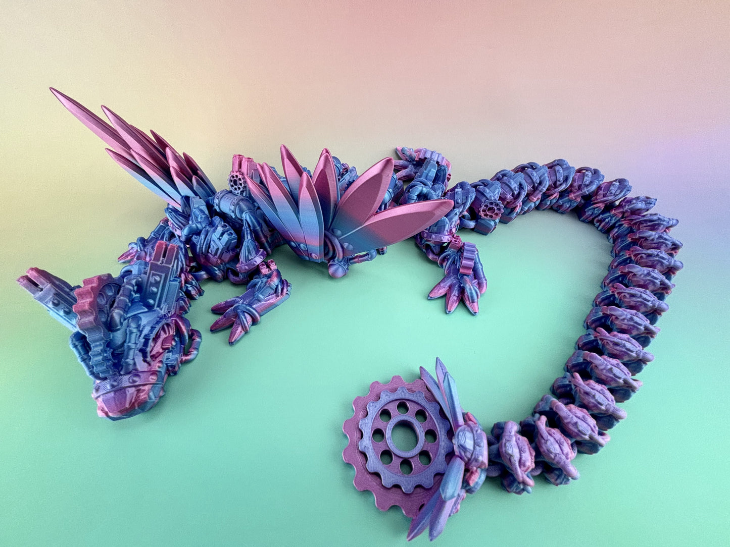 32” Steampunk Dragon, Articulating Flexi Wiggl ADHD, Autism, Stress and Anxiety Relief