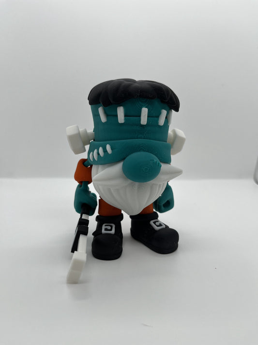 🎃 Frankenstein Gnome Figurine with Wrench – Halloween Fan Art