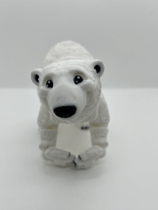 Polar Bear Figurine – Flexible Joints | Poseable in Laying, Sitting, or Standing Positions | Fan Art