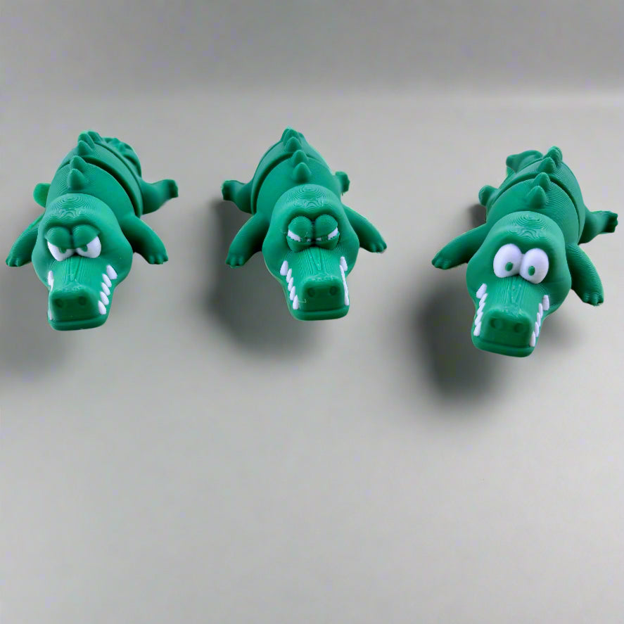 Flexi Crocodile Trio: Expressive Toy Set - Happy, Upset, Angry