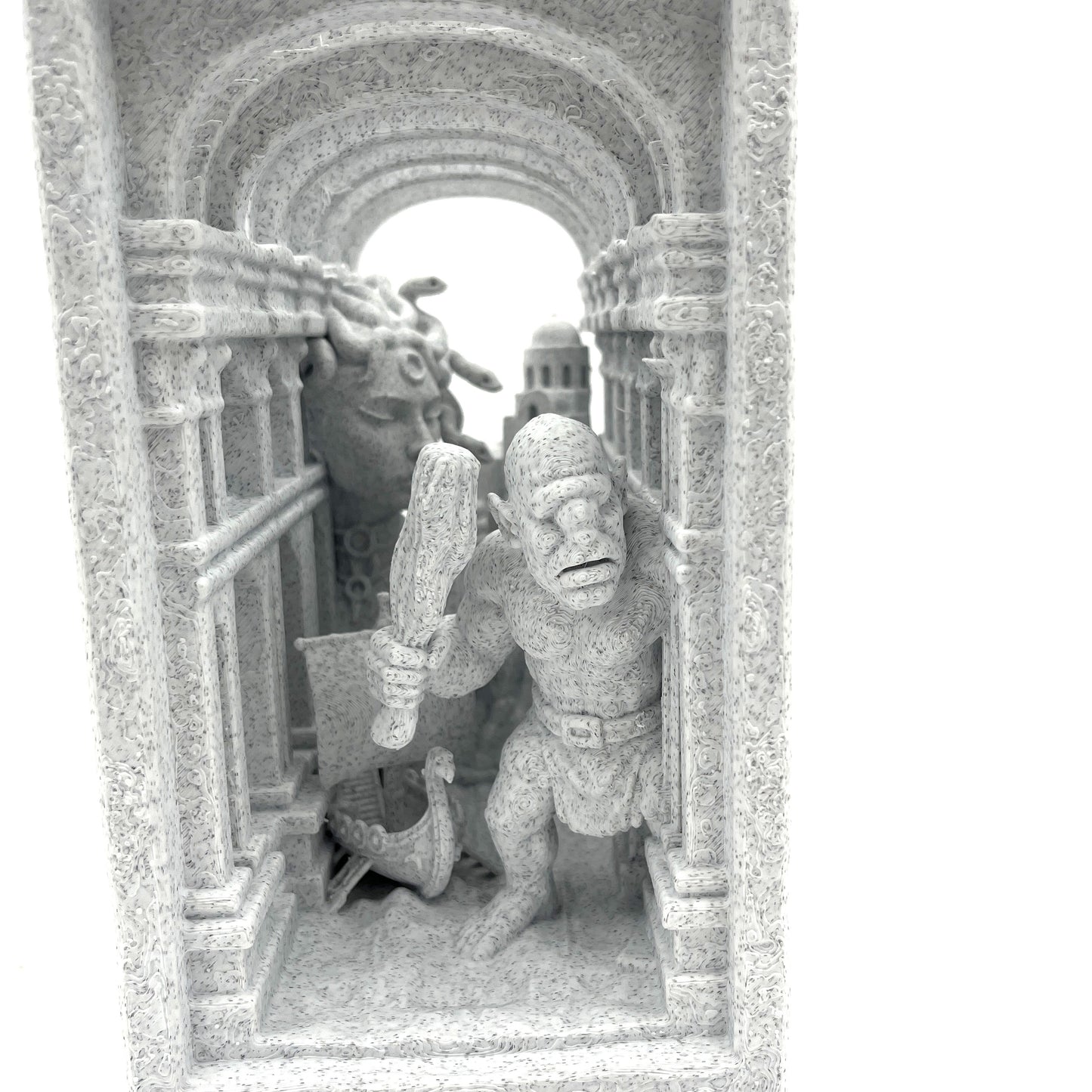 Medusa & Minotaur Stone-Look Book Nook – Shelf Diorama (10" D)