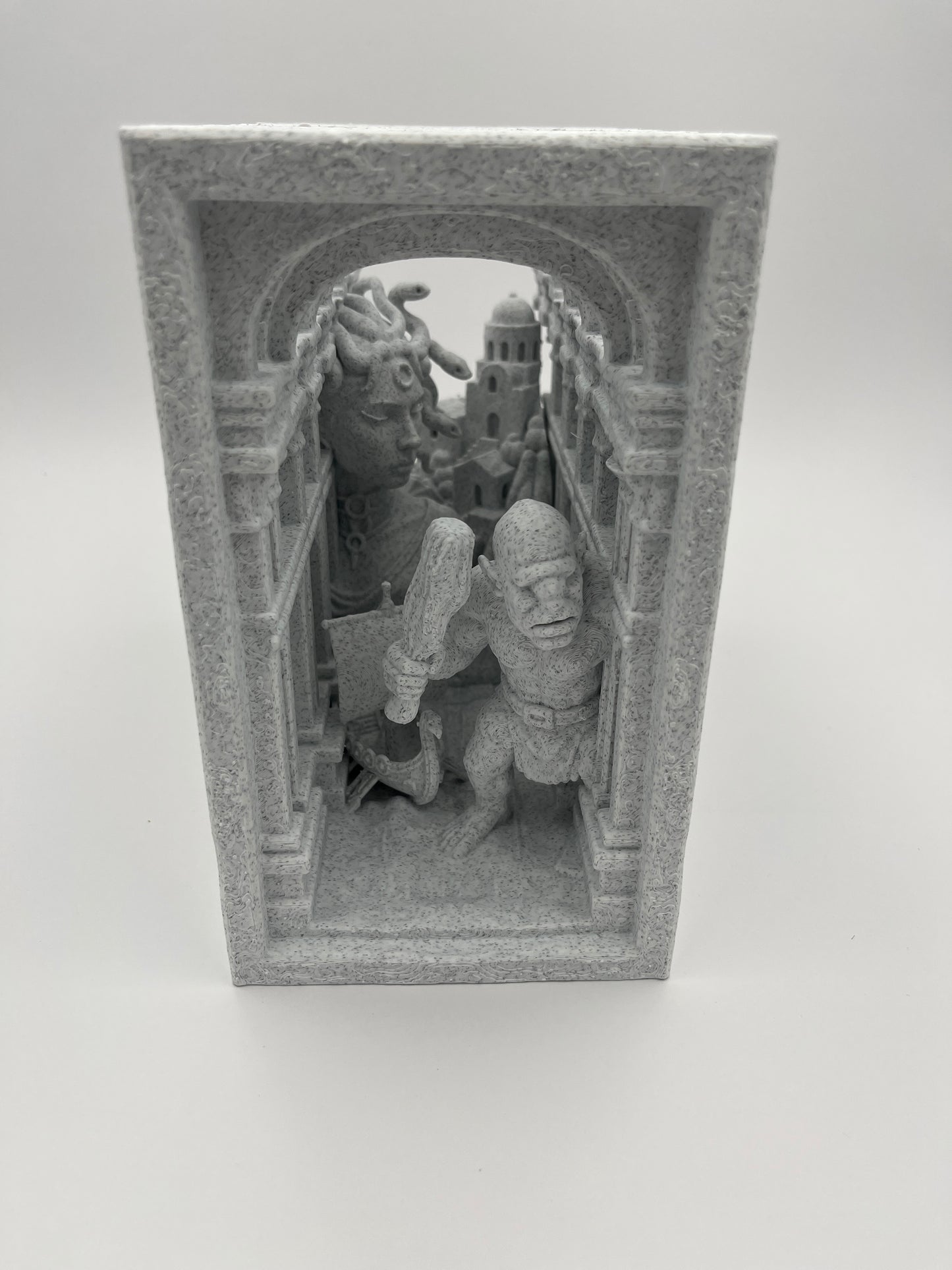 Medusa & Minotaur Stone-Look Book Nook – Shelf Diorama (10" D)