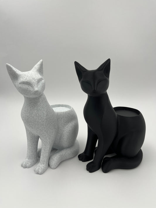 Cat Tealight Holder – Marble or Charcoal Black