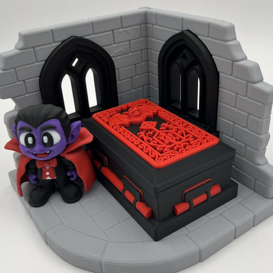 Cute Vampire Coffin Diorama – Castle Corner Display Set
