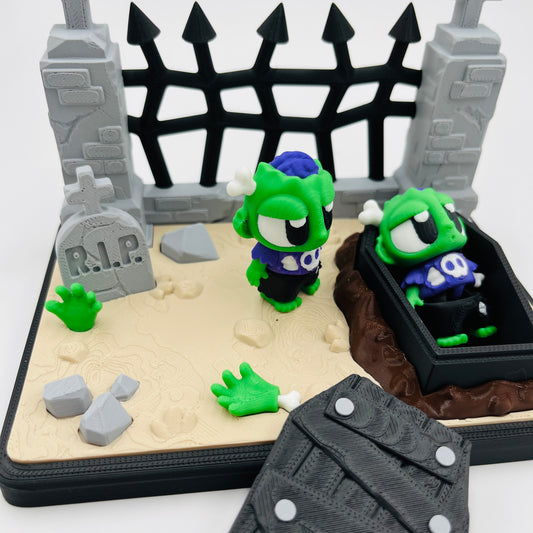 Zombie Graveyard Diorama with Coffin & Accessories – 3D_Flexi_Forge