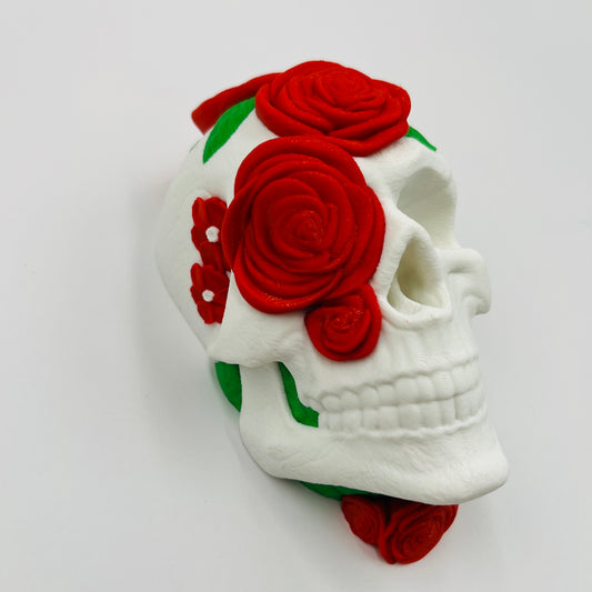 Rose-Embellished Skull – Wall Art or Table Display (Hardware Included)